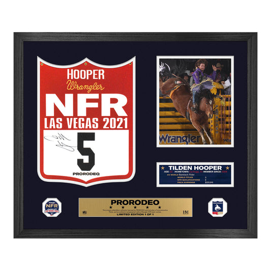 2021 NFR Tilden Hooper Autographed Back Number Frame - Front View