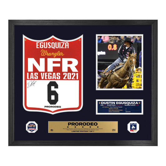 2021 NFR Dustin Egusquiza Autographed Back Number Frame - Front View
