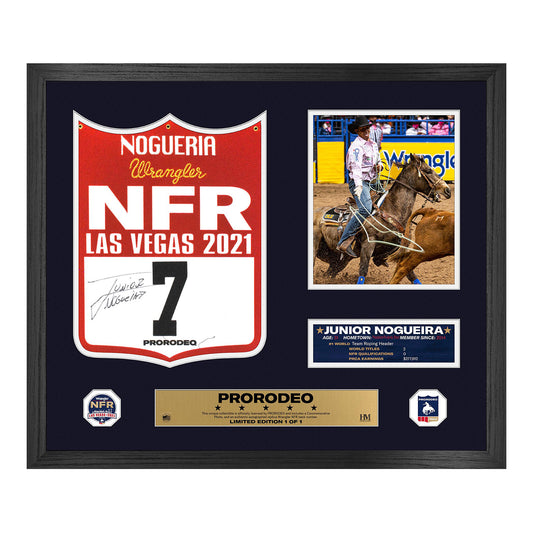 2021 NFR Junior Nogueira Autographed Back Number Frame - Front View