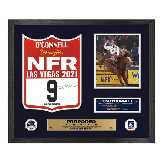 2021 NFR Tim O'Connell Autographed Back Number Frame - Front View