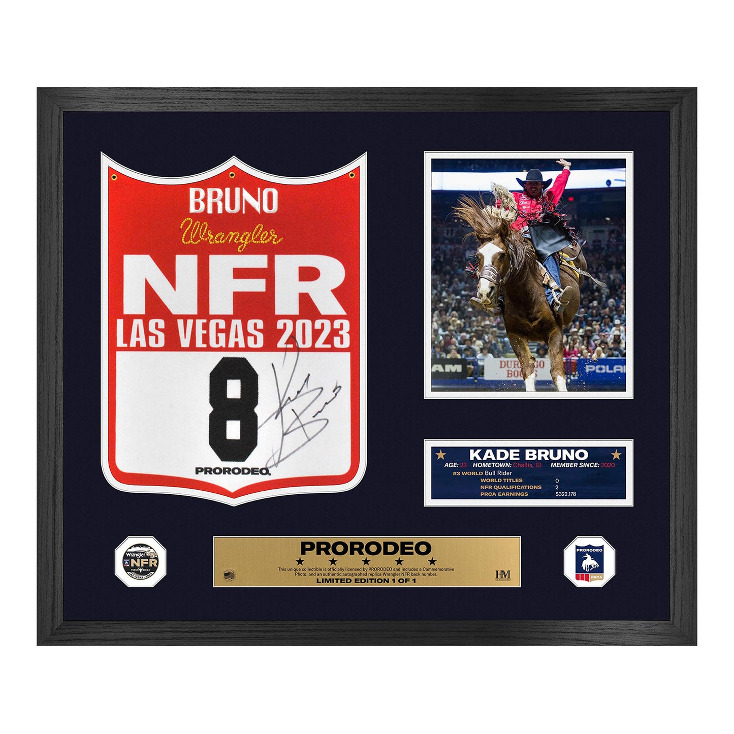 2023 NFR Kade Bruno Autographed Back Number - Front View