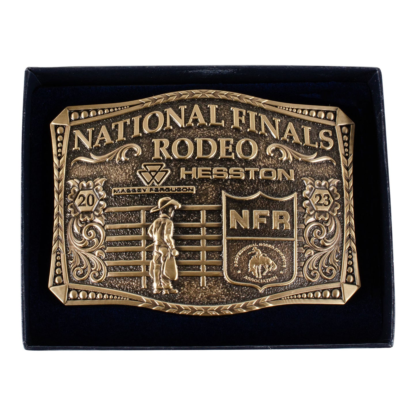 NFR 2023 Hesston Bronze Belt Buckle - Front View