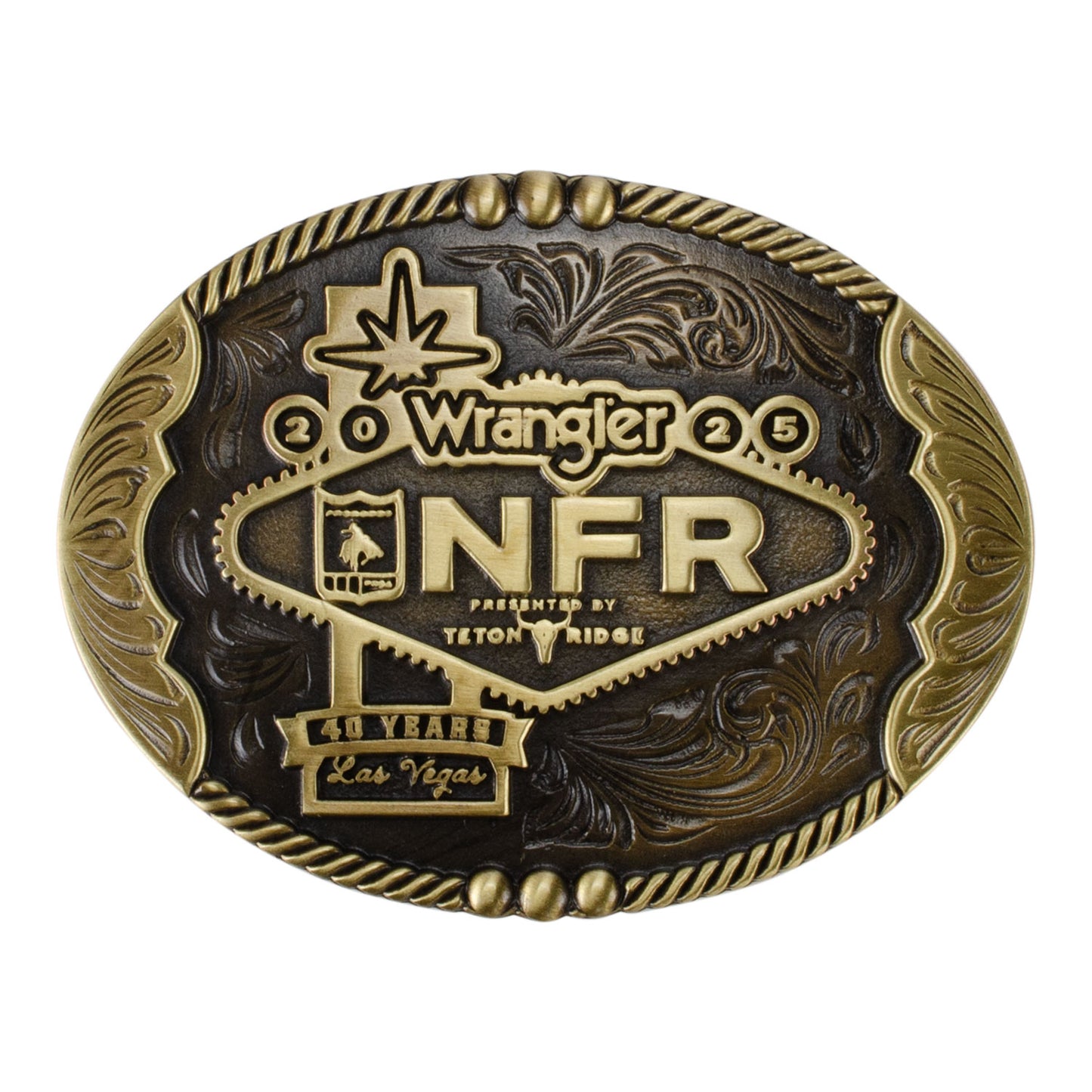 NFR 2025 Bronze Cast Belt Buckle - Front View