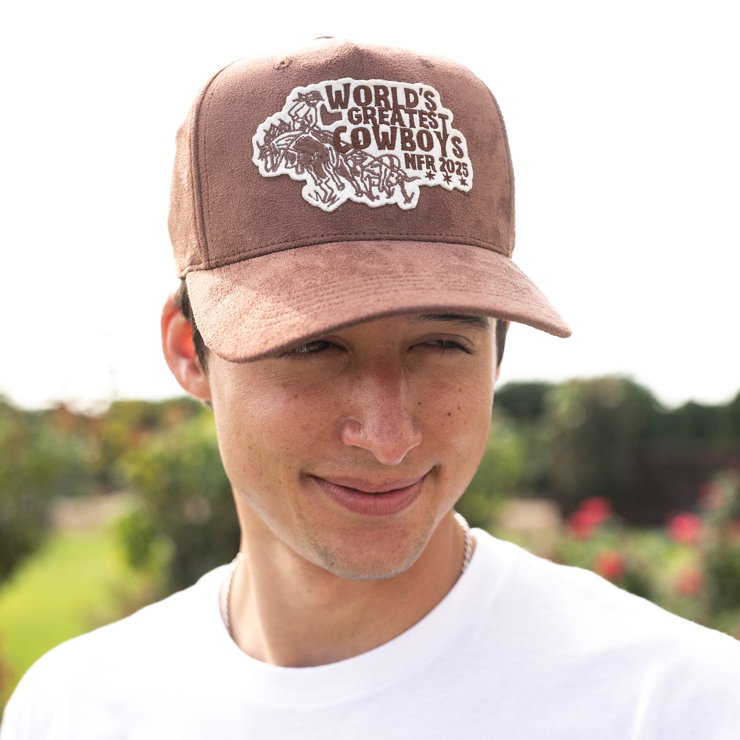 NFR 2025 Rodeo Quincy World's Greatest Cowboys Hat - Model Angled Front Right View