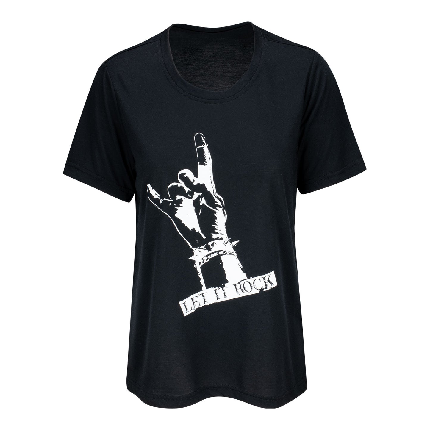 Ladies Rocker Steiner x Funkaway Let It Rock T-Shirt in Black - Front View
