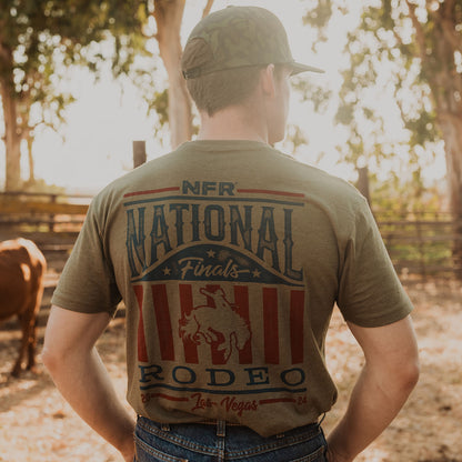 NFR 2024 Rodeo Quincy Patriotic T-Shirt - Model Back View