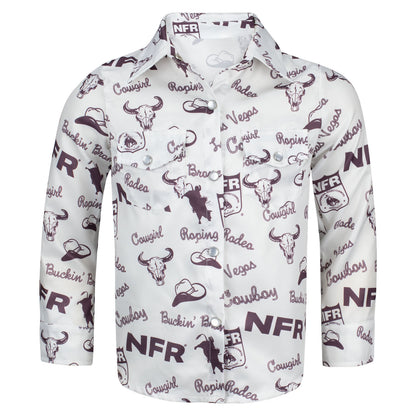 NFR Toddler Shea Baby Rodeo Pearl Snap Shirt - Front View