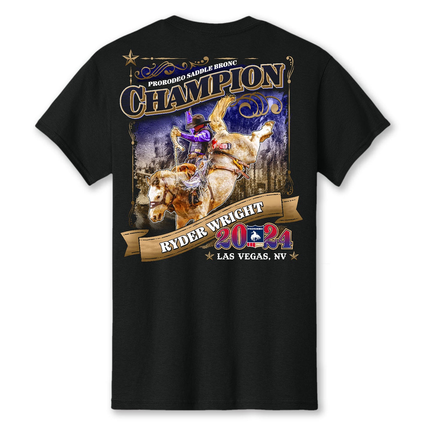 NFR 2024 Ryder Wright Saddle Bronc Riding Champion T-Shirt - Back View