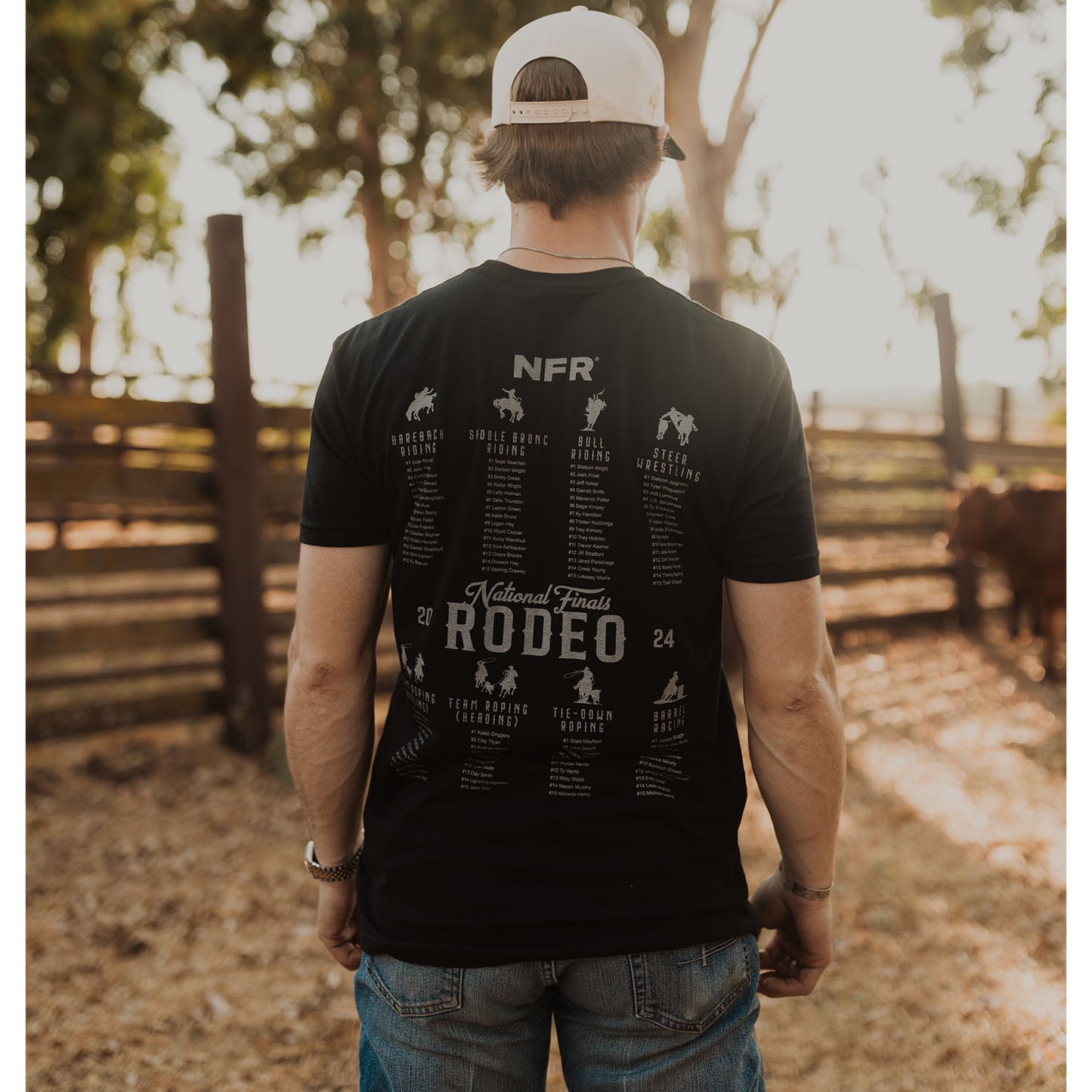 NFR 2024 Rodeo Quincy Poker Chips T-Shirt - Model Back View