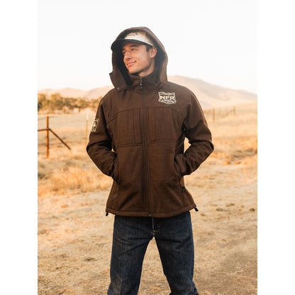 NFR 2024 Weston Softshell Jacket - Model Image Front Hood Up View