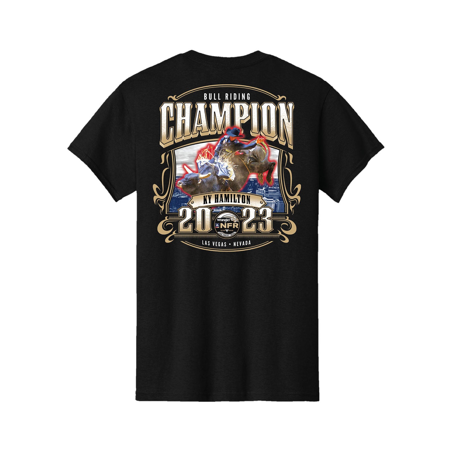 NFR 2023 Bull Riding Champion T-Shirt - Back View