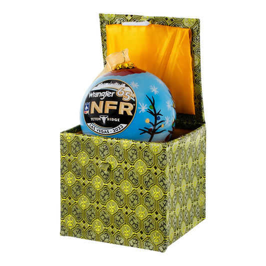 NFR 2023 Steer Presents Christmas Ornament - Front View