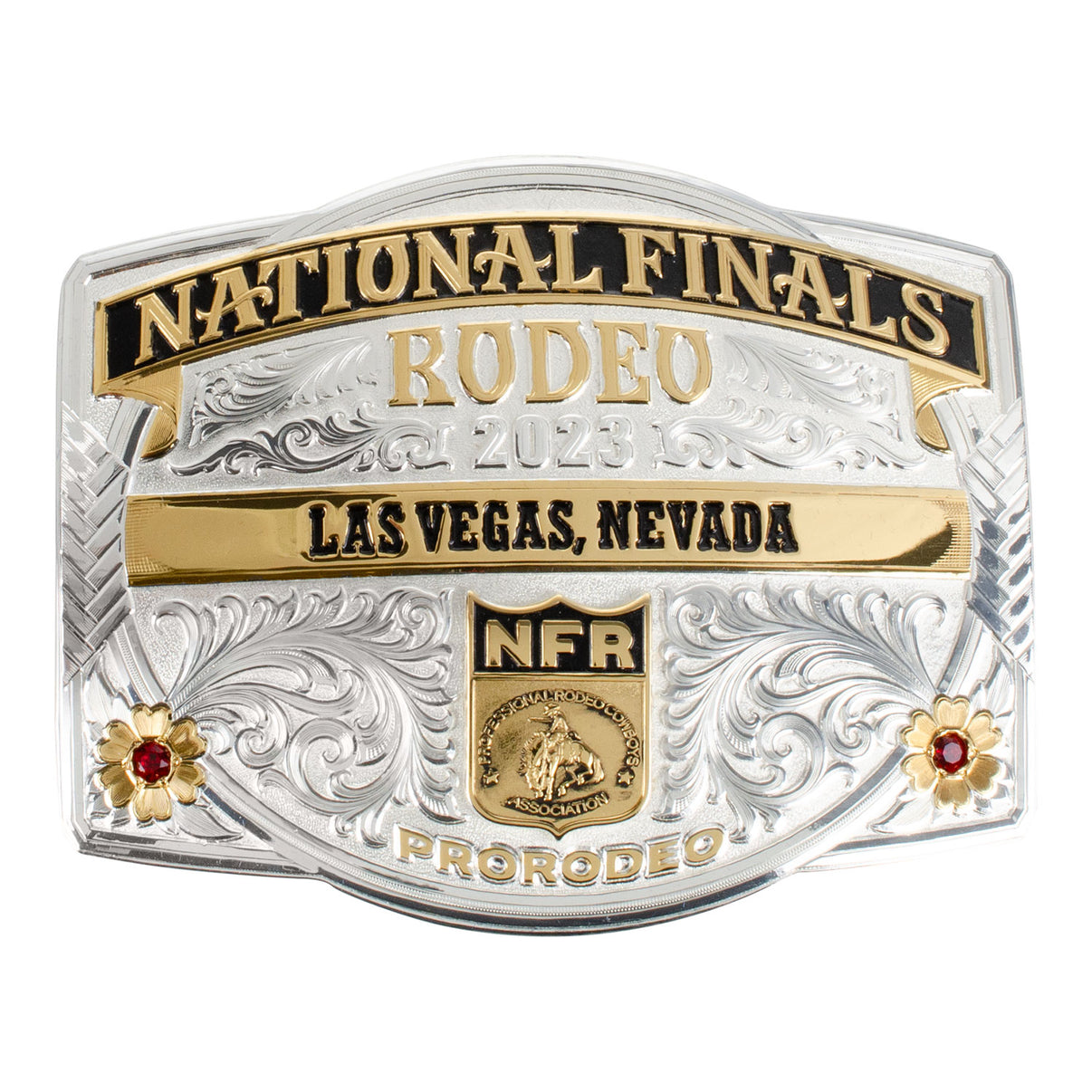 NFR 2023 Commemorative Silver and Gold Belt Buckle PRORODEO Official Shop