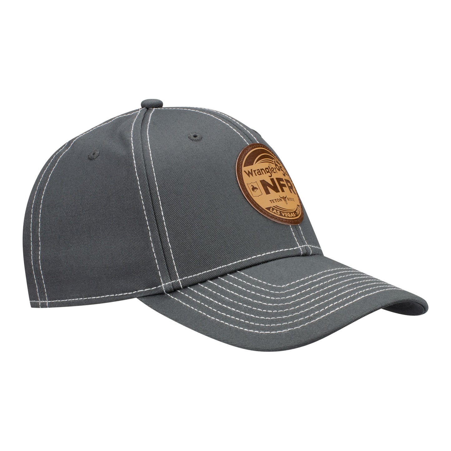 NFR 2023 Event Leather Patch Trucker Mesh Hat - Angled Right Side View