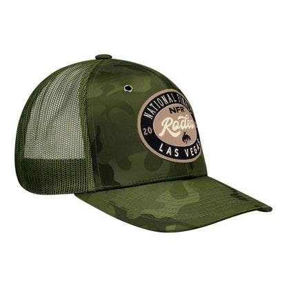 NFR 2023 Buckle Label Camo Snapback in Green Camouflage - Angled Right Side View