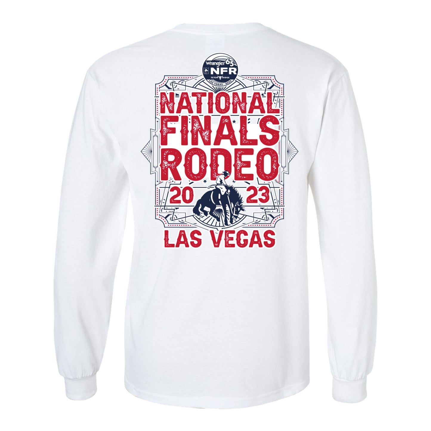 NFR 2023 Americana Long Sleeve T-Shirt in White - Back View