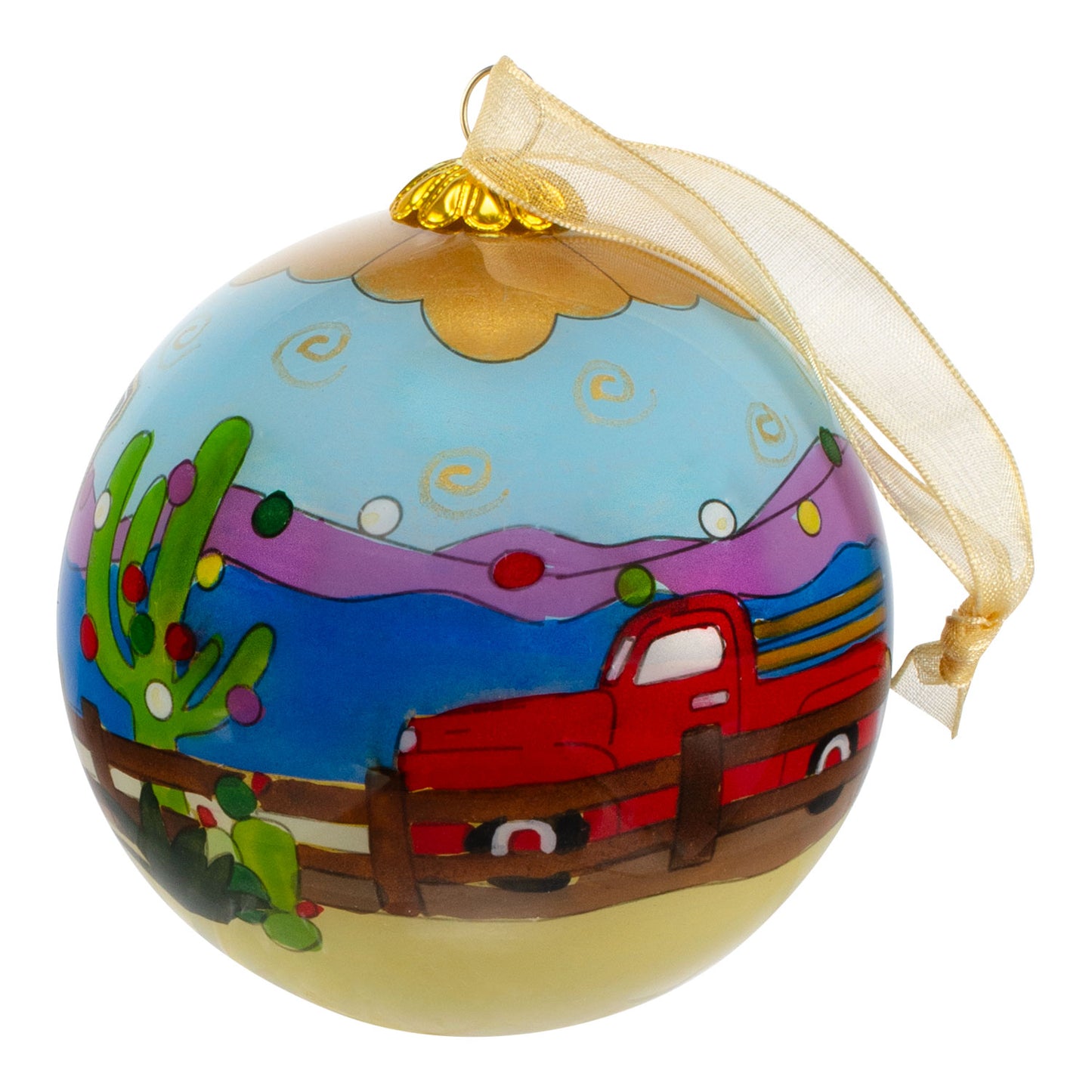 NFR 2024 Red Truck Christmas Ornament - Side View