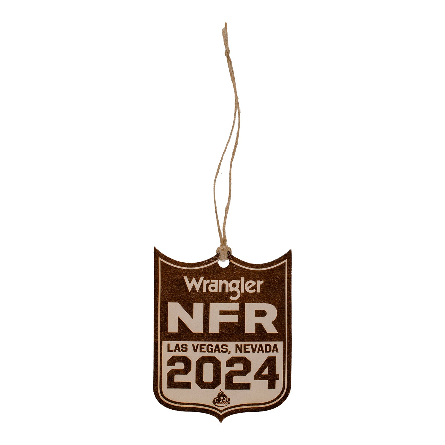 NFR 2024 Leather Shield Ornament - Front View