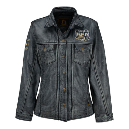 NFR 2024 Ladies Leather Ranch Hand Jacket - Front View