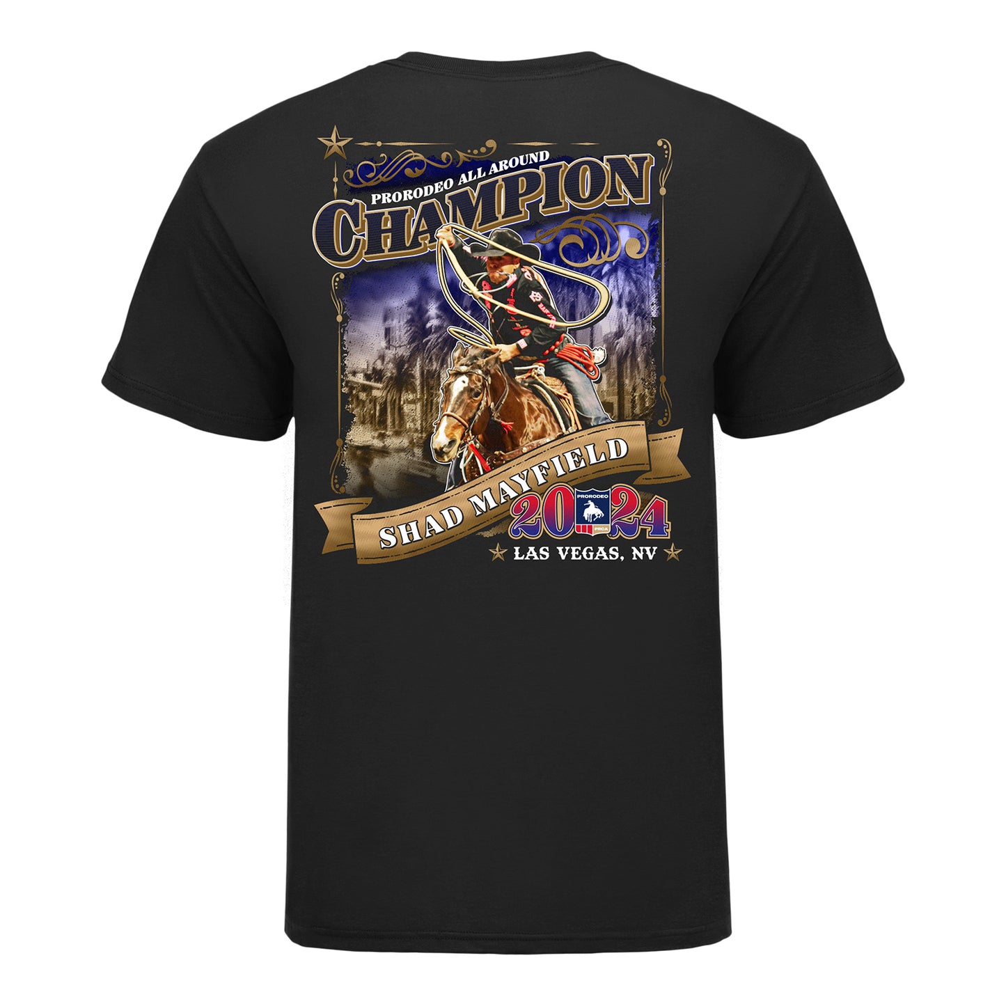 NFR 2024 Shad Mayfield All-Around Champion T-Shirt - Back View