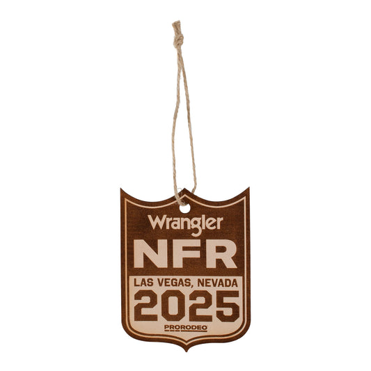 NFR 2025 Wrangler Shield Ornament - Front View