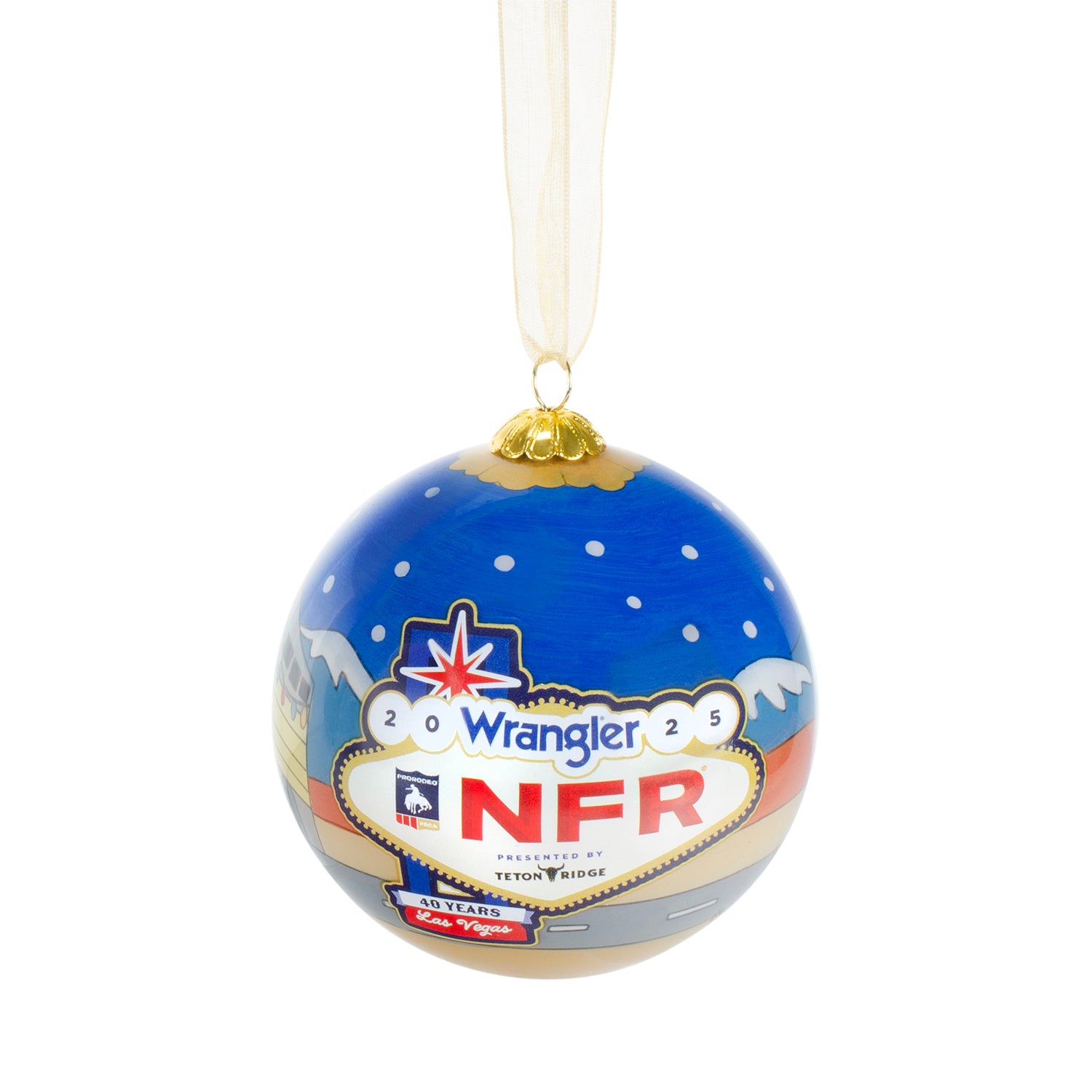 NFR 2025 Red Truck Glass Ornament - Front View