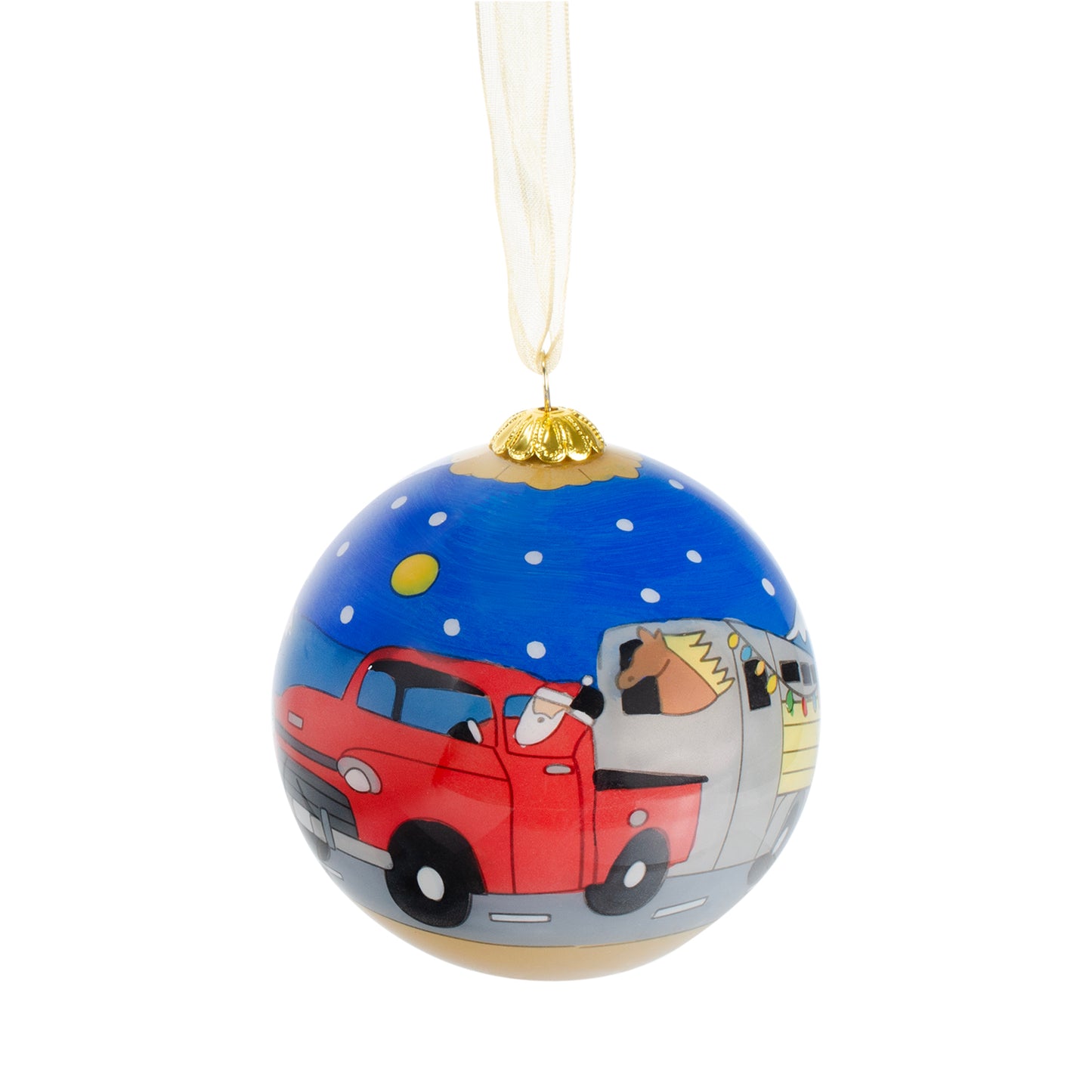 NFR 2025 Red Truck Glass Ornament - Back View