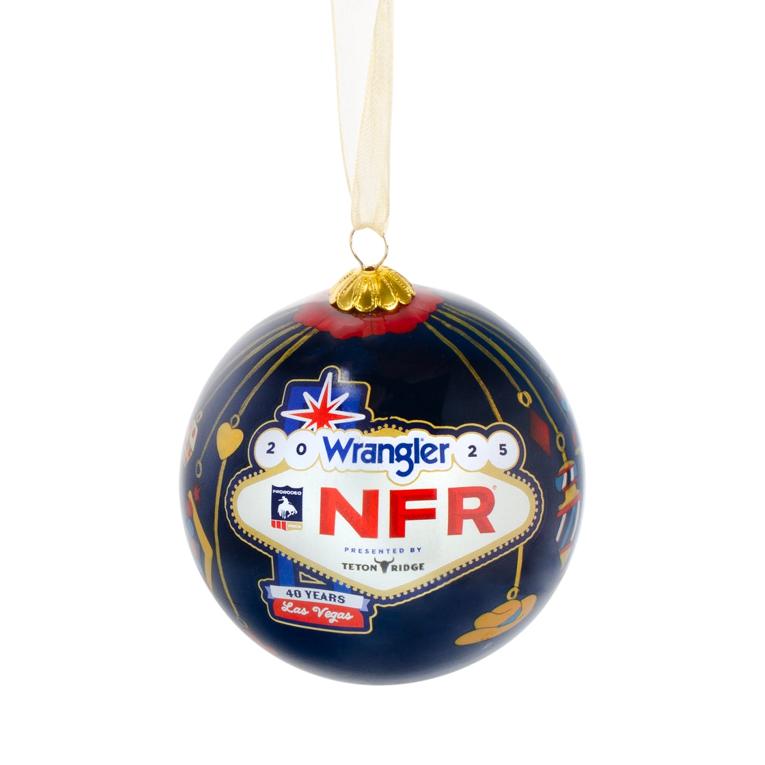 NFR 2025 Glass Ornament - Front View