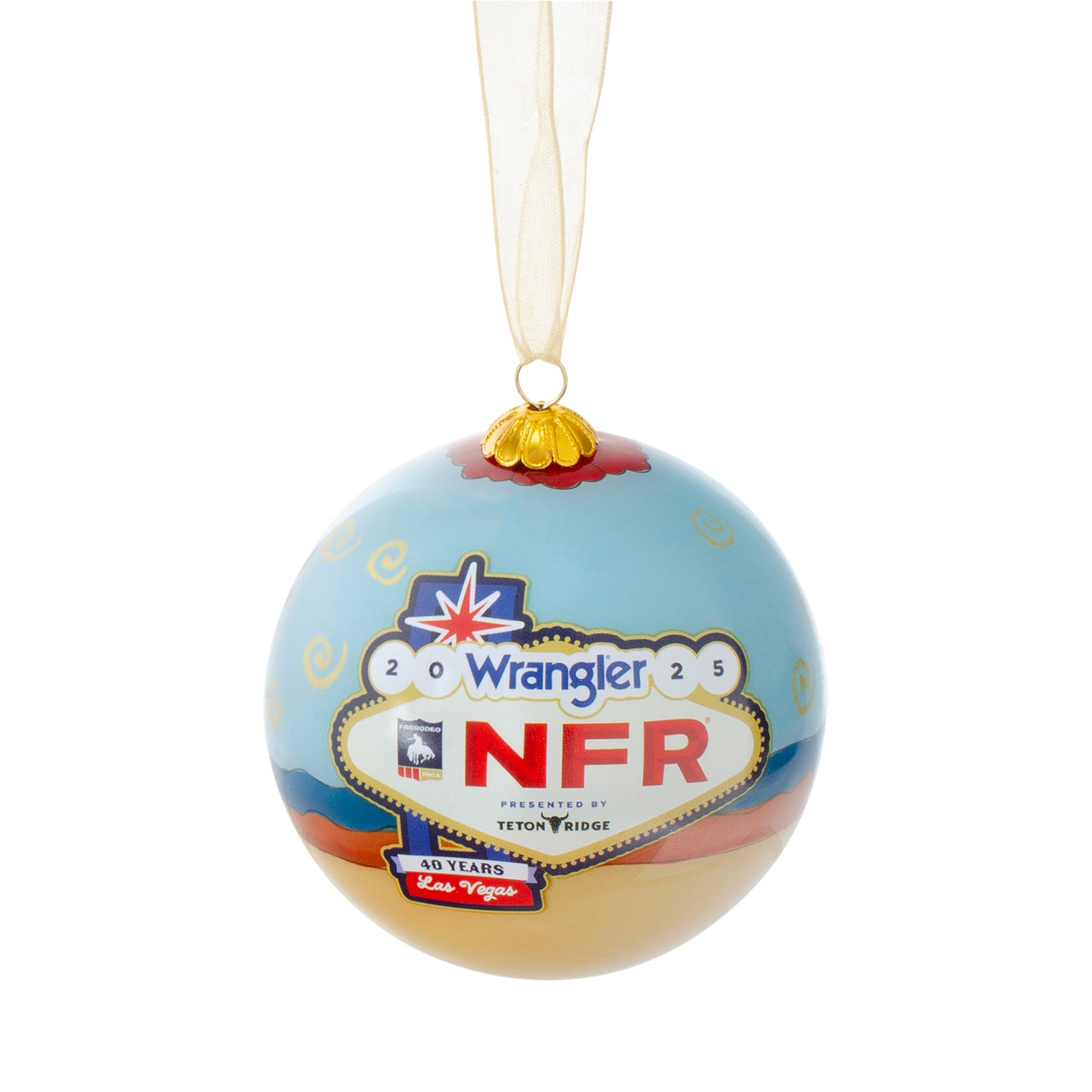 NFR 2025 Pioneer Club Glass Ornament - Front View