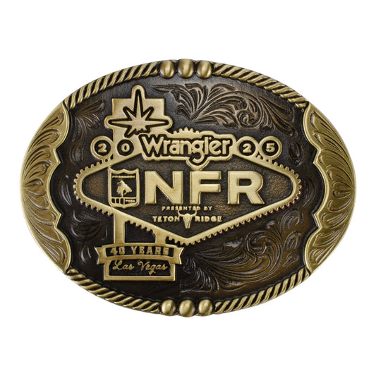 NFR 2025 Bronze Cast Belt Buckle - Front View