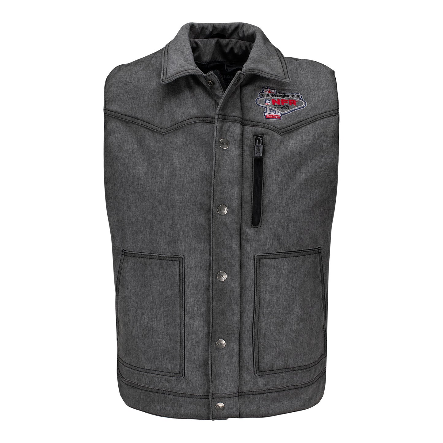 NFR 2025 Soft Shell Enzyme Vest - Grey - Front View