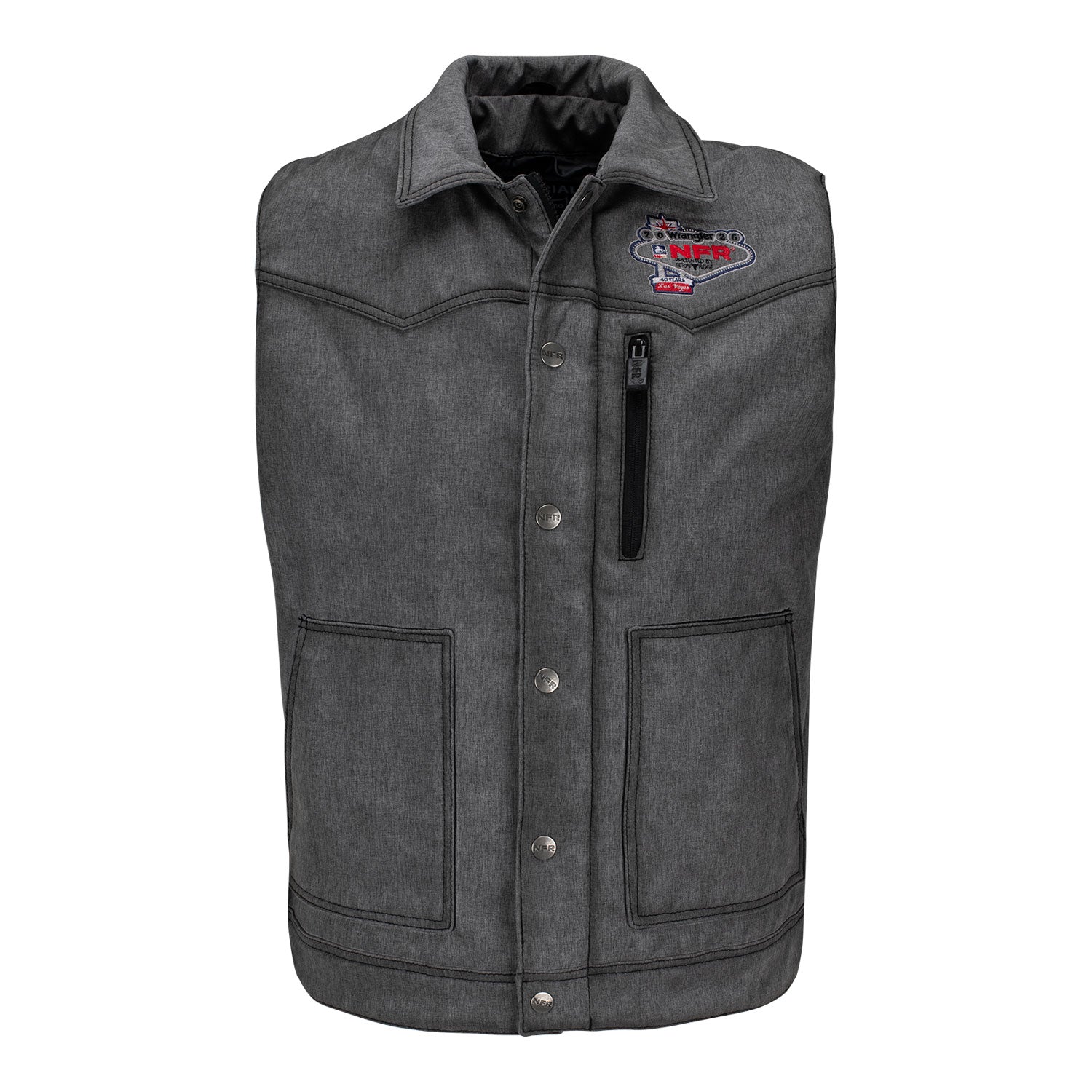 NFR 2025 Soft Shell Enzyme Vest - Grey - Front View