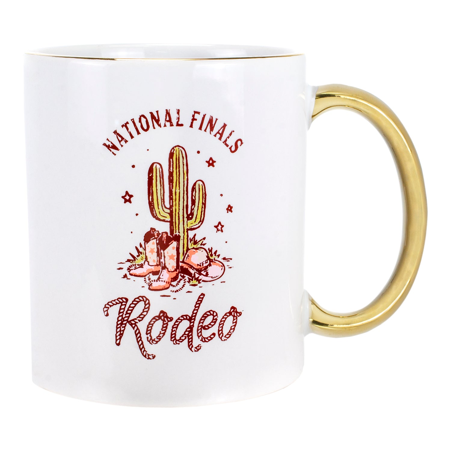 NFR Desert Cowgirl Coffee Mug in white - Front View