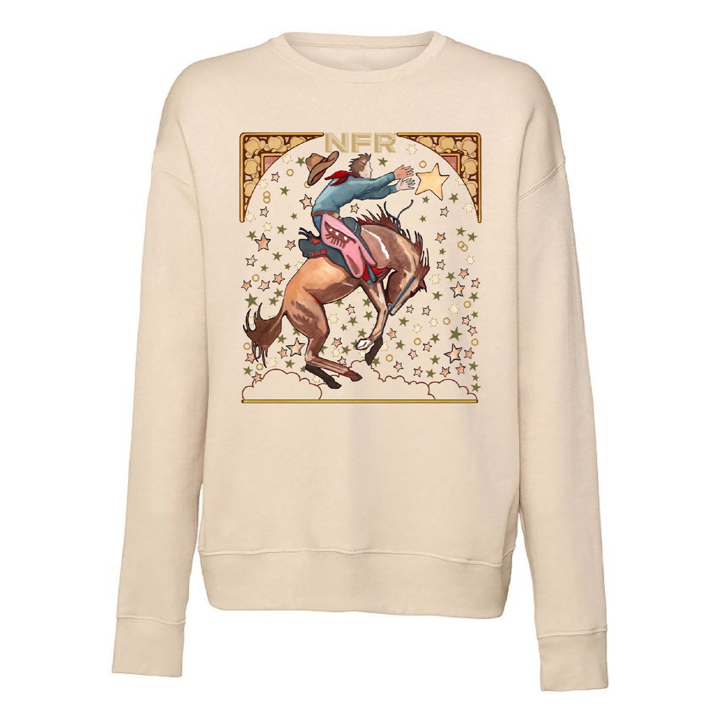 NFR 2024 XOXO Falling Star T-Shirt in Tan - Front View
