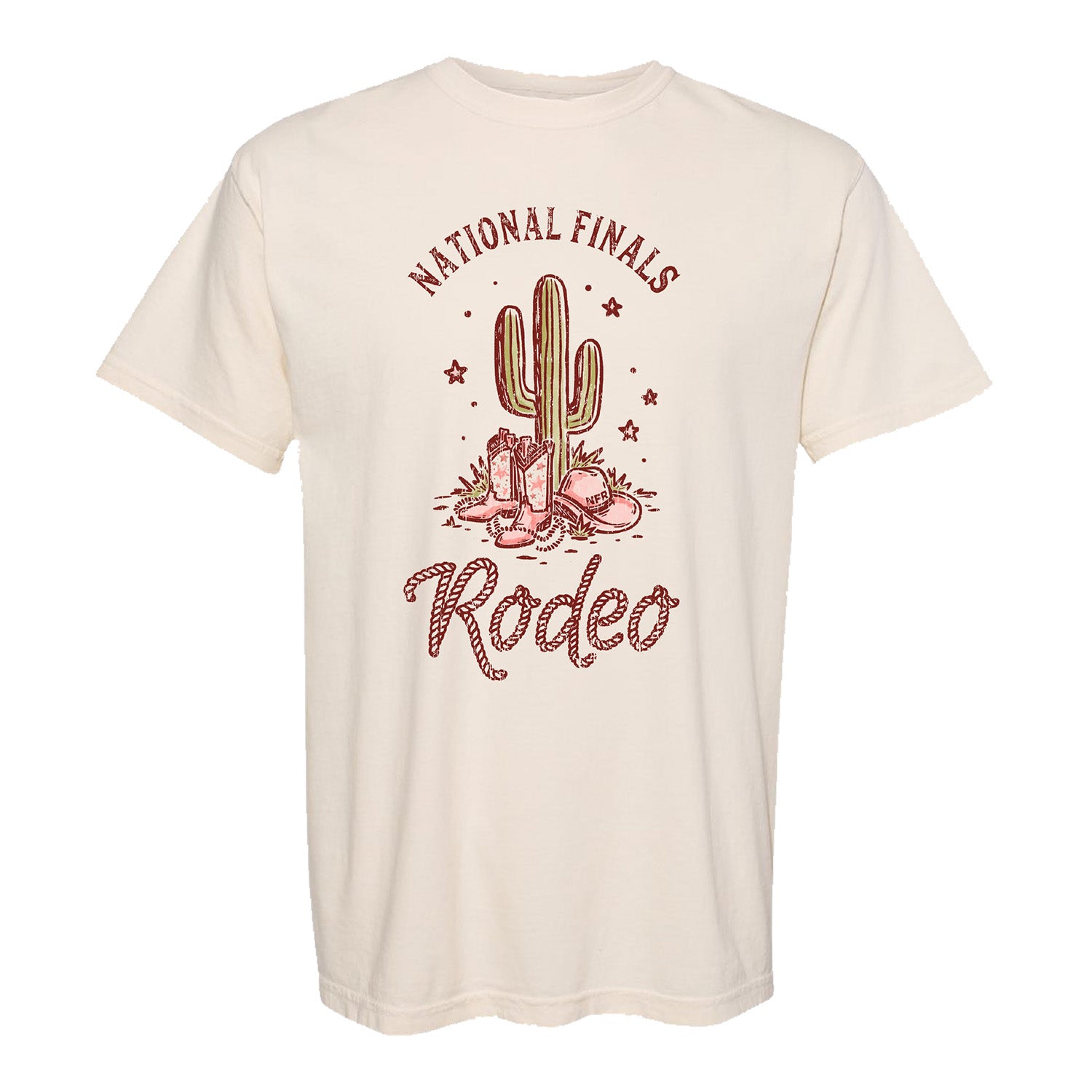 Ladies NFR Desert Cowgirl T-Shirt in White - Front View