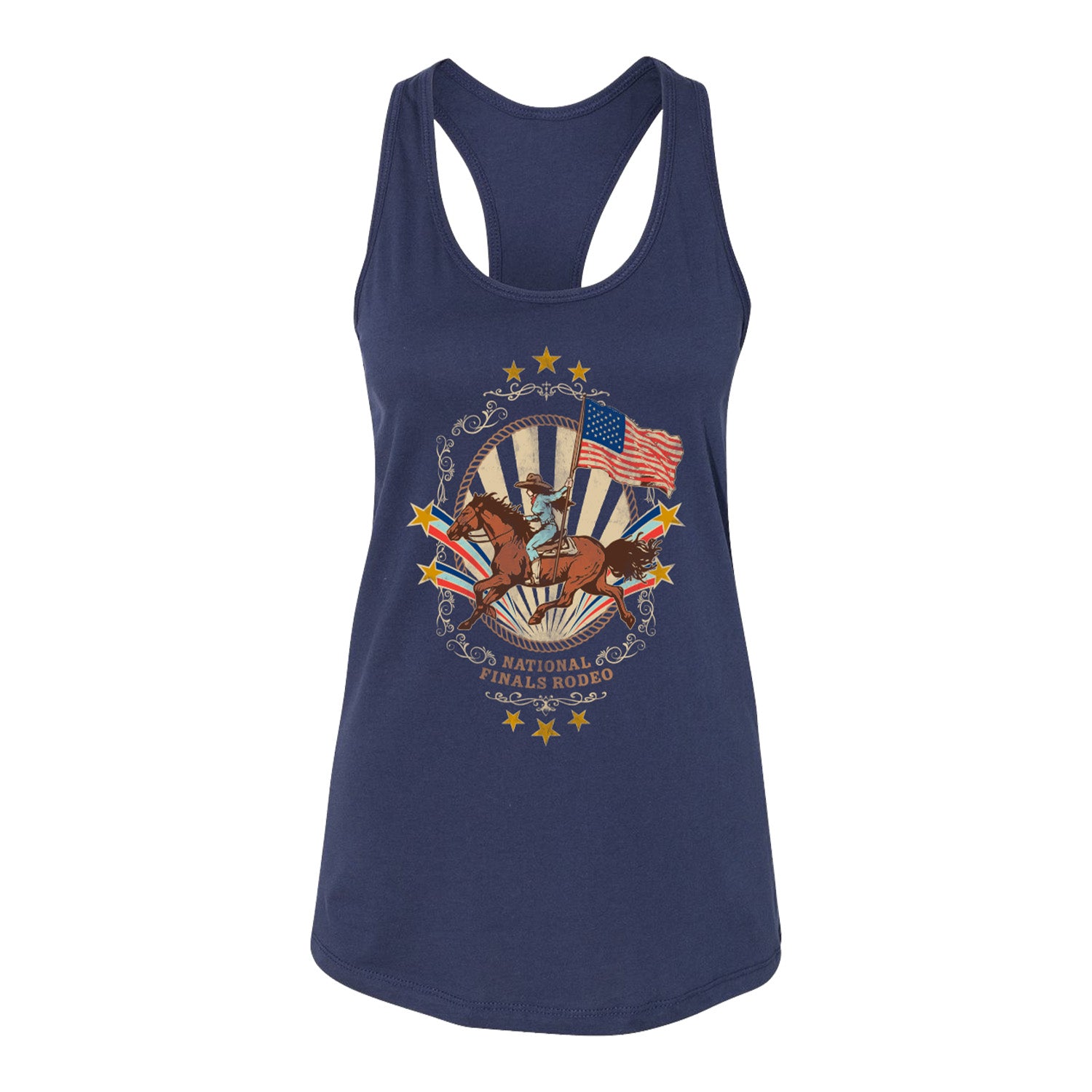 NFR Ladies Patriotic Flag Tank Top - Front View