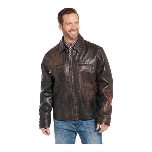 NFR Distressed Leather Jacket - Front View