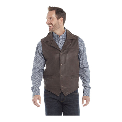 NFR Distressed Leather Vest - Front View