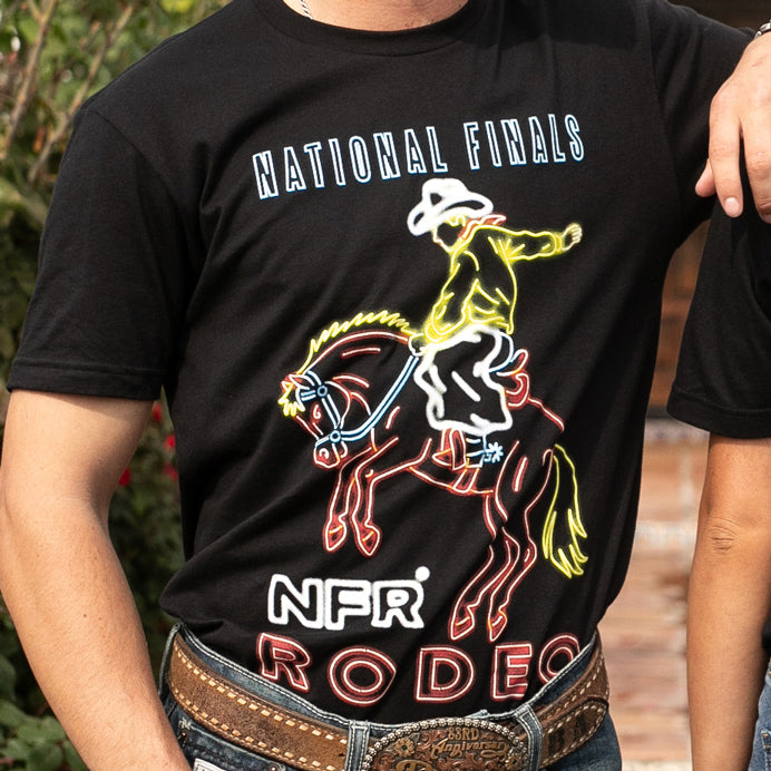 NFR Rodeo Quincy Neon Cowboy T-Shirt - Front View