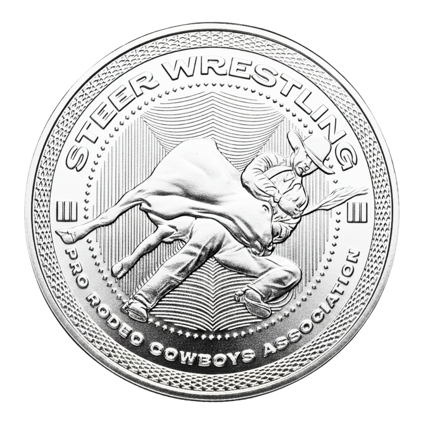 Pro Rodeo Steer Wrestling Coin - 1 Oz Silver