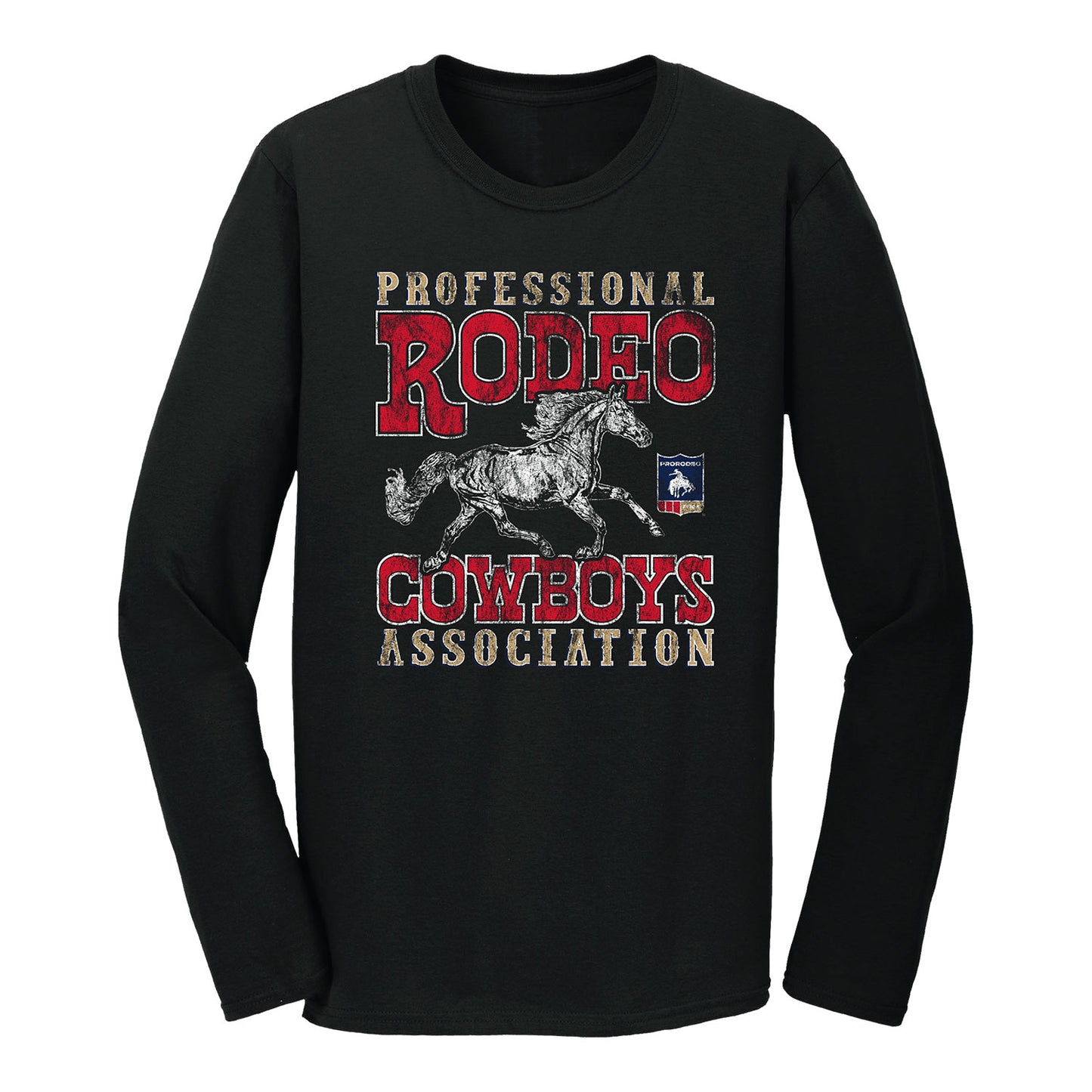 PRORODEO Horse Sketch Long Sleeve T-Shirt - Black