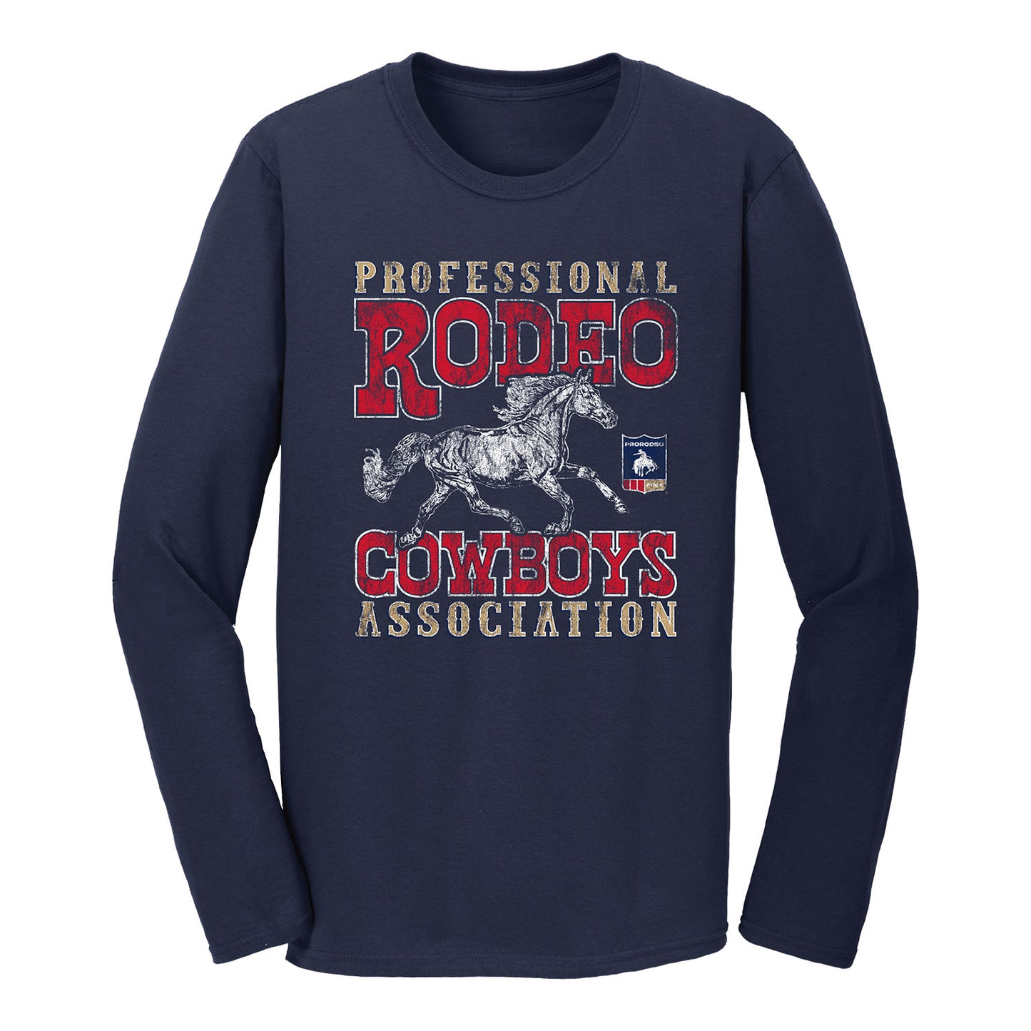 PRORODEO Horse Sketch Long Sleeve T-Shirt - Navy