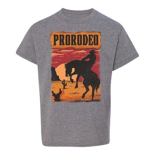 PRORODEO Youth Desert Cowboy T-Shirt in Grey - Front View