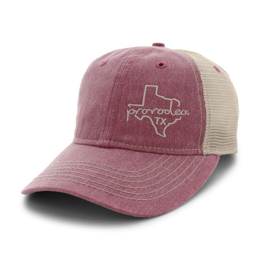 PRCA Texas State Ladies Adjustable Trucker Hat in Red - Angled Left Side View