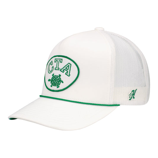 Cowboy Turtle Association Trucker Hat in White - Angled Left Side View