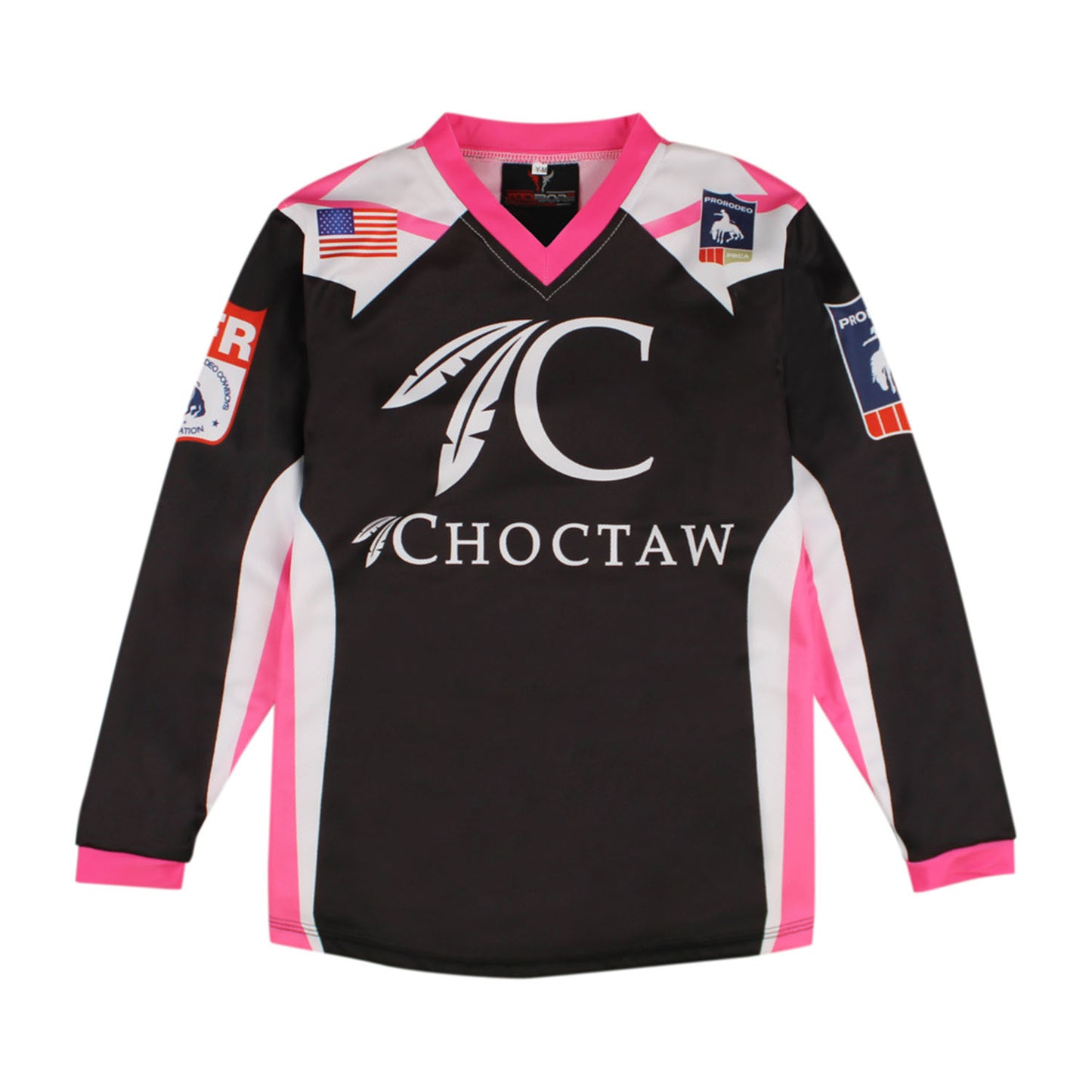 NFR Youth Bull Fighter Black/Pink Jersey - Front View