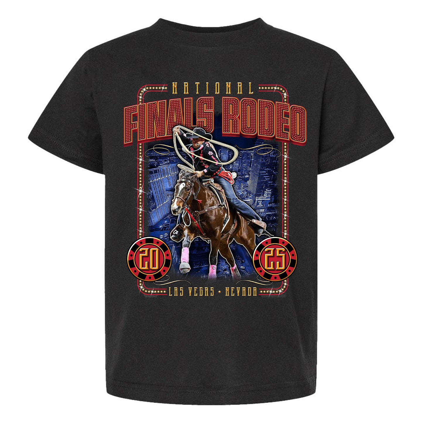 NFR 2025 Youth Vegas Lights T-Shirt - Front View